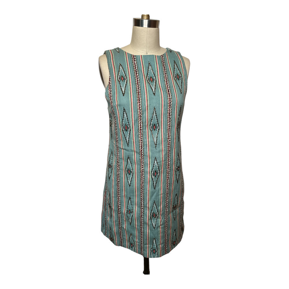 Alice + Olivia Clyde Sage Embellished Western Shift Dress - Size 6 NWT